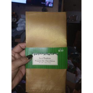 NWT Vintage gold metallic two in a set satin napkins